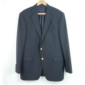 Brooks Brothers 1818 Madison Loro Piana Blazer Men's 41R Navy Gold Logo Buttons